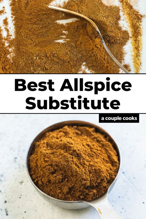 Don’t have allspice, or realized you’re all out while you’re making a recipe? Here’s the best substitute for allspice in baking. #allspice #substitute #substitution Allspice Substitute, Jamaican Jerk Seasoning, Dessert Recipes Cookies, A Couple Cooks, Vegan Recipes Plant Based, Healthy Cook Books, Vegetarian Cookbook, Jerk Seasoning, Couple Cooking