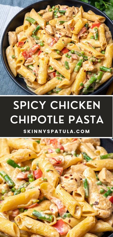 Spicy Chicken Chipotle Pasta Cheesy Chipotle Chicken Pasta Crockpot, Chipotle Chicken Alfredo Pasta, Cheesecake Factory Spicy Chipotle Pasta, Chipotle Chicken Pasta Recipe, Cheesy Chipotle Chicken Pasta, Chipotle Dinner Recipes, Pulled Chicken Pasta Recipes, Chipotle Monterey Jack Chicken Sausage, Spicy Italian Chicken Sausage Recipes