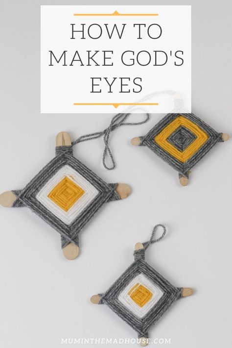 God's Eye Craft How To Make, Eye Printable, God Eye, God's Eye Craft, God's Eyes, Yarns Ornaments, Yarn Crafts For Kids, Easy Yarn Crafts, Gods Eye