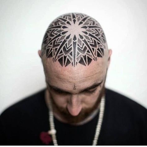 Share it: Share it: Bald Head Tattoo, Geometric Shape Tattoo, Tattoo Crane, Scalp Tattoo, Geometric Mandala Tattoo, Throat Tattoo, Scale Tattoo, Head Tattoo, Crown Tattoo