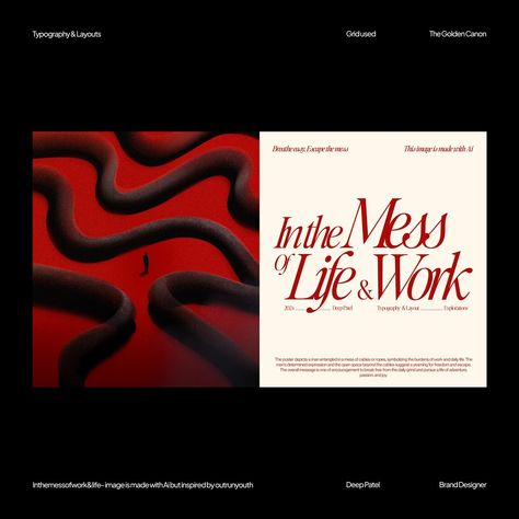 In The Mess Of Life & Work Indesign Layout, Abstract Graphic Design, Palette Design, Presentation Design Template, Typography Layout, Website Header Design, Publication Design, Graphic Design Lessons, Web Layout Design