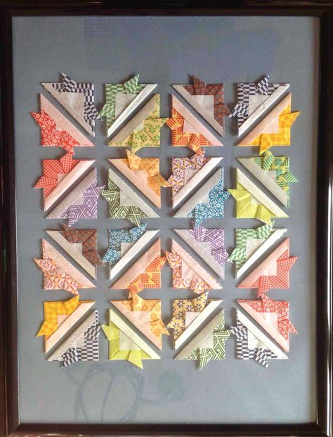 Create Art With Mrs. P!: Make a quilt in an evening--A PAPER ORIGAMI quilt that is! Origami Quilt Blocks, Origami Quilt, Origami Wall Art, Origami Star Box, Origami For Beginners, Fabric Origami, Paper Quilt, Origami Dragon, Desain Quilling