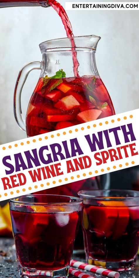 Sangria Recipes Red Wine, Outback Sangria Recipe, Sangria With Sprite, Easy Red Sangria, Sweet Sangria Recipe, Sprite Recipe, Winter Sangria Recipes, Best Sangria, Best Sangria Recipe