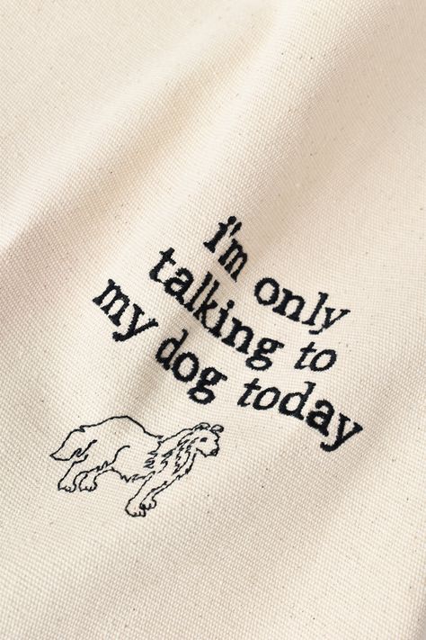 Machine embroidered canvas tote bag in natural color- Made to order Moka, Cricut Aesthetic Ideas, Dog Merch, Aesthetic Hoodies, To My Dog, Text Tee, Dog Branding, Embroidered Tote Bag, Embroidered Canvas