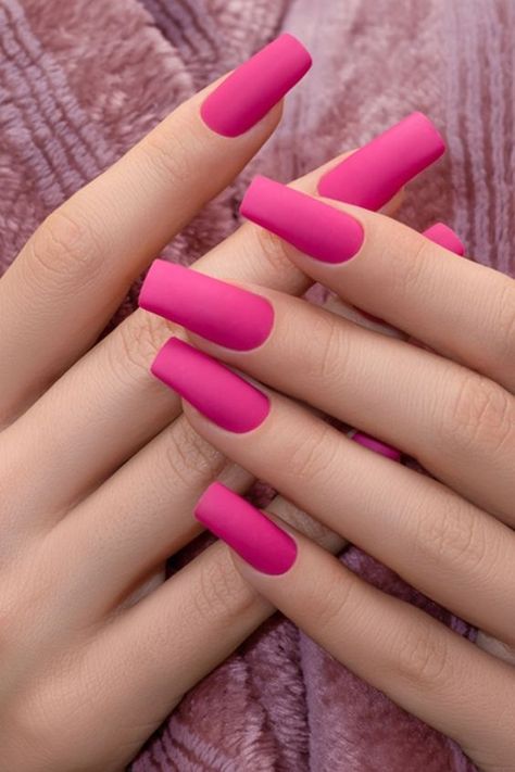 Spring Matte Nail 2024 | Gel, Colors, Designs, and More Matte Nails Valentines Day, Neon Pink Matte Nails, Pink Matte Nails Design, Pink Matte Nails, Best Summer Nail Color, Pink White Nails, Nail 2024, Colors For 2024, Matte Pink Nails