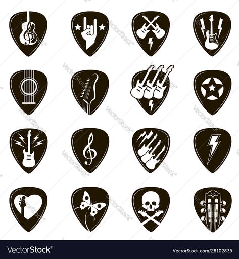 Pick Tattoo Guitar, Plectrum Tattoos, Guitar Pick Design Ideas, Guitar Small Tattoo, Guitar Pick Tattoo Ideas, Guitar Pick Design, Electric Guitar Tattoo Design, Guitar Pick Drawing, Guitar Pick Tattoo