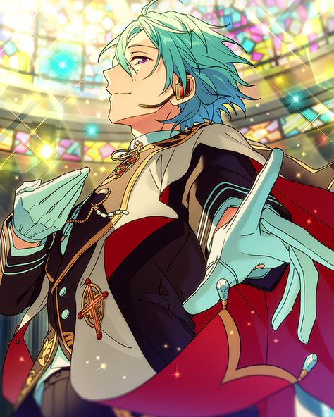 Tatsumi Kazehaya/Gallery | The English Ensemble Stars Wiki | Fandom Tatsumi Kazehaya, Blue Green Hair, Silent Prayer, Mint Hair, Star Cards, Character Base, Event Outfit, Anime Drawing, Love Blue