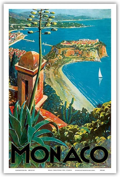 Monaco Beach, Italian Posters, Retro Travel Poster, Poster Ideas, Poster Retro, Wassily Kandinsky, Exhibition Poster, French Riviera, Vintage Travel Posters