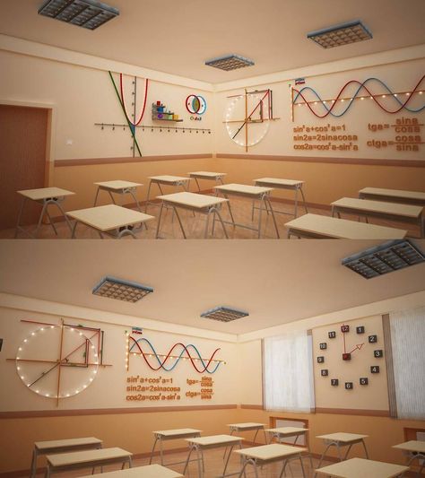 Classroom Displays Secondary, High School Math Classroom Decorations, Maths Classroom Displays, Classroom Decor Middle, High School Math Classroom, Math Lab, مشروعات العلوم, Math Classroom Decorations, Modern School