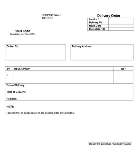 11+ Delivery Order Templates | Word, Excel & PDF Templates Kids Handwriting Practice, Order Letter, Letter Template Word, Kids Handwriting, Report Card Template, Delivery Pictures, Word Practice, Spreadsheet Template, Notes Template