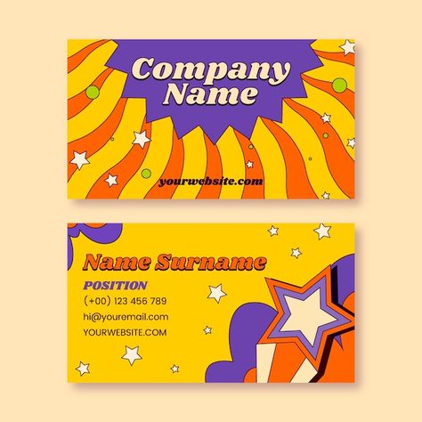 Flat design retro business card template | Premium Vector #Freepik #vector #contact-card #card-template #visit #card Cue Card Mc, Retro Card Design, Cue Card Design, Business Card Design Creative Ideas, Business Card Design Ideas, Cue Card, Retro Business Card, Business Card Stand, Visit Card