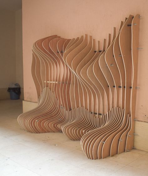 Parametric Wall & Bench on Behance Parametric Architecture Concept, Pvc Furniture Plans, Wall Bench, Cnc Furniture, Parametric Design, Wood Home, Wood Home Decor, French Furniture, Booth Design