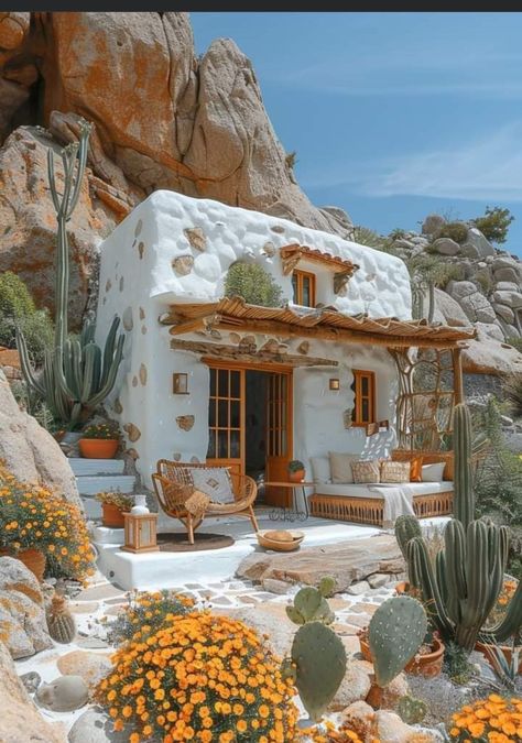 Tiny Desert House, Arizona Casita, Small Adobe House, Desert Paradise, Oasis Home, Earth House, Adobe Home, Desert House, Van House