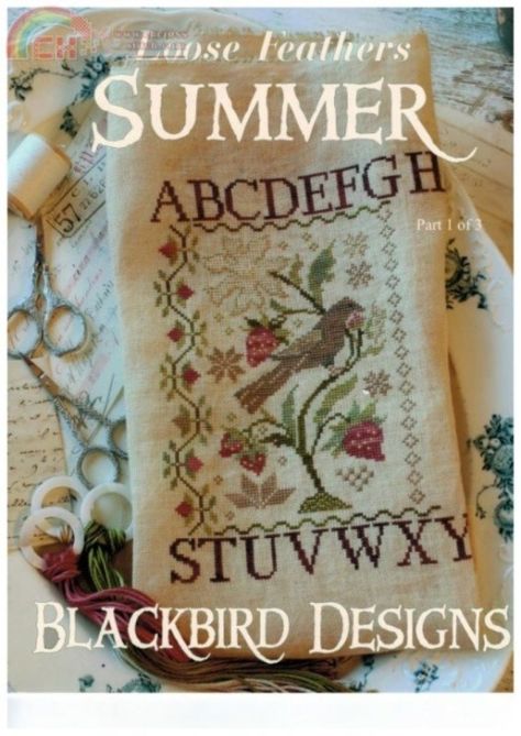 Gallery.ru / Photo #5 - Blackbird Designs - allaschmidt 123 Stitch, Stitch Summer, Cross Stitch Birds, Blackbird Designs, Bird Designs, Beautiful Cross Stitch, Feather Pattern, Cross Stitch Samplers, Needle Thread