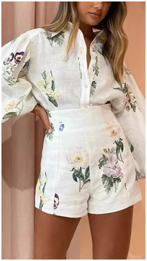 10% off first order Free shipping on orders over $120 Women Office Fashion, Linen Set Women, Linen Two Piece Set, Commuter Style, Shirt Collar Styles, Flower Pants, Suit For Women, Office Fashion Women, Traje Casual