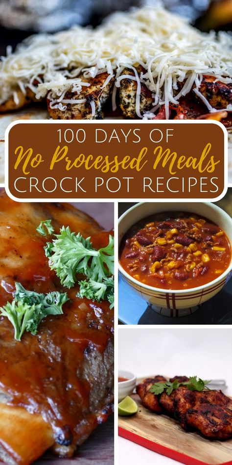 100 Days of No Processed Foods Crock Pot Recipes. These recipes call for good, wholesome ingredients: meat, vegetables, broth and seasonings. Slow Cooker Recipes, No Processed Food Diet, Non Processed Foods, Avoid Processed Foods, Crock Pot Recipes, Unprocessed Food, Italian Dressing, Healthy Crockpot, Healthy Crockpot Recipes