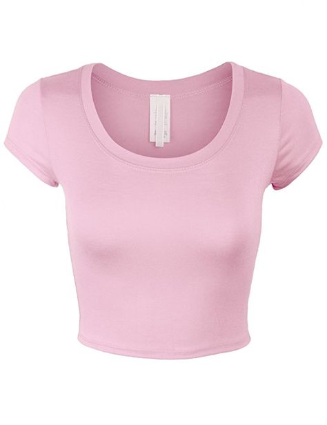 Baby Pink Crop Top, Light Pink Shirt, Round Neck Crop Top, Clothes Board, Light Pink Tops, Short Sleeve Crop Top, Round Neck Shirt, Crop Top Outfits, Crop Top And Shorts