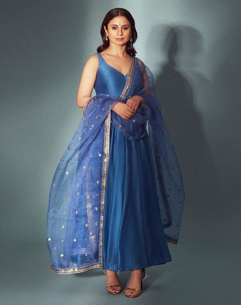 Latest Traditional Dresses, Blue Anarkali, Trendy Outfits Indian, Anarkali Dress Pattern, Traditional Indian Dress, Long Kurti Designs, Casual Indian Fashion, Desi Fashion Casual, Indian Dresses Traditional