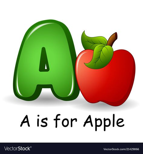 A Is For Apple Printable, A For Apple, A Is For Apple, Apple Picture, School Age Activities, Apple Vector, Alphabet Nursery, Alphabet Pictures, Alphabet Templates