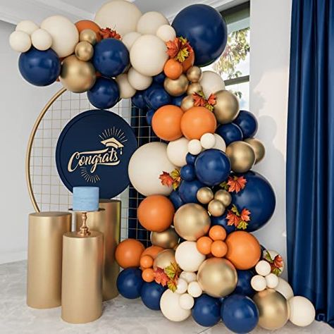 Deco Orange, Gold Graduation Party, Orange Birthday, Orange Balloons, Blue Graduation, Orange Party, Grad Party Decorations, Party Deco, Garland Arch