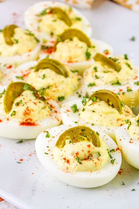 Jalapeno Deviled Eggs Deviled Eggs Recipe Jalepeno, Jalapeno Popper Deviled Eggs Recipe, Deviled Pickled Eggs, Jalepeno Delived Eggs, Southwest Deviled Eggs, Asian Deviled Eggs, Deviled Eggs Jalapeno, Deviled Eggs With Jalapeno, Deviled Eggs Sweet