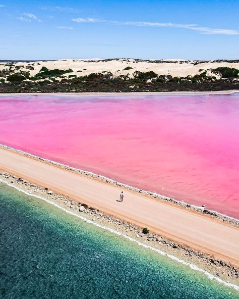 One For the Bucket List: The Best Pink Lakes in Australia Pink Lake Australia, Pink River, Dramatic Photos, Pink Lake, Never A Dull Moment, Australian Travel, Contrasting Colours, Green Lake, The Bucket List