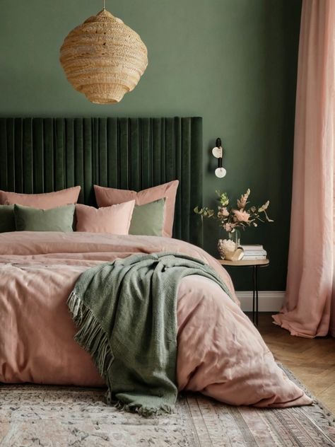 Budget-Friendly Sage Green and Blush Bedroom Ideas: You’ll Love - Homezillo Green And Blush Bedroom, Blush Bedroom Ideas, Sage Green And Blush Bedroom, Green And Pink Bedroom Ideas, Adult Pink Bedroom, Green And Pink Bedroom, Blush Bedroom Decor, Pink Green Bedrooms, Dusty Pink Bedroom