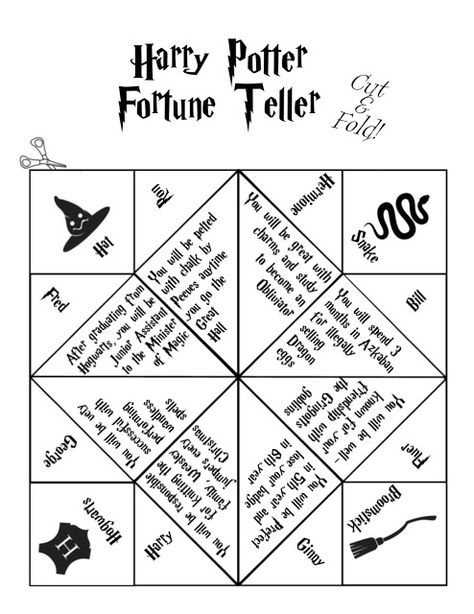 Harry Potter Fortune Teller Printable, Harry Potter Games For Kids, Harry Potter Fortune Teller, Harry Potter Diy Printables, Harry Potter Diy Crafts Easy, Fortune Teller Template, Harry Potter Craft, Harry Potter Art Projects, Harry Potter Diy Crafts