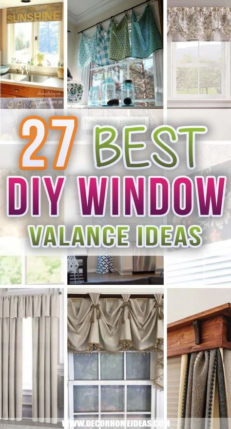 27 Best DIY Window Valance Ideas That Work For Any Room | Decor Home Ideas Diy Window Valance Ideas, Window Valance Ideas, Diy Window Valance, Bedroom Valances, Diy Valance, Valance Ideas, Valance Patterns, Dining Room Window Treatments, Unique Window Treatments