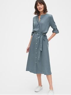 Attractive Dresses, Casual Work Dresses, Nursing Fashion, Shirt Dress Outfit, Elegante Casual, Twill Weave, Midi Shirt Dress, Shirtdress, Simple Dresses