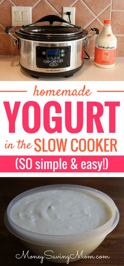 Crock Pot Yogurt, Homemade Yogurt Recipes, Recipe Slow Cooker, Making Yogurt, Yogurt Recipe, Slow Cooker Recipe, Money Saving Mom, Low Carb Dessert, Homemade Yogurt