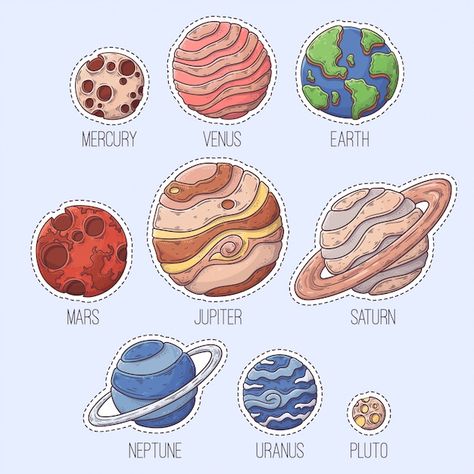 Mercury Planet, Planet Drawing, Solar System Crafts, Systems Art, Stickers Collection, Space Drawings, Planet Design, Colorful Space, The Planets