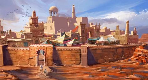 [FINISHED] Desert Town Environment — polycount Desert Concept Art, Desert Reference, Dnd Buildings, Desert City, Fantasy Town, Desert Environment, Fantasy City, Fantasy Setting, Fantasy Places