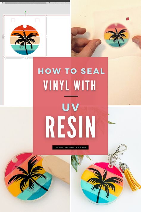 Heat Transfer Vinyl Tutorial, Vinyl Keychain, Resin Jewelry Tutorial, Diy Resin Keychain, Vinyl Projects Silhouette, Silhouette School Blog, How To Make Resin, Custom Keychains, Keychain Craft