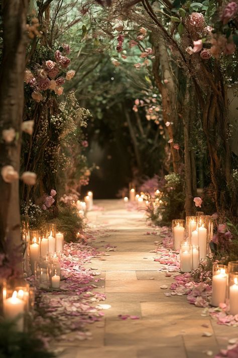 These 40+ fairy forest wedding details capture the ethereal beauty of the forest with floral arches, soft lighting, and lush greenery that add a touch of magic to your ceremony. #fairyforestwedding #mysticalvows #naturalbeauty Ethereal Woods Aesthetic, Woodsy Wedding Inspiration, Spring Fantasy Wedding, Moss Tree Wedding, Enchanted Garden Wedding Flowers, Goth Fairytale Wedding, Romantic Academia Wedding, Pastel Forest Wedding, Outdoor Wedding Forest