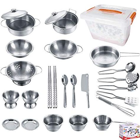 Kitchen Toys, Educational Toys For Toddlers, Toys For Toddlers, Utensils Set, Cooking Utensils Set, Pots Pans, Steel Kitchen, Role Play, Kits For Kids