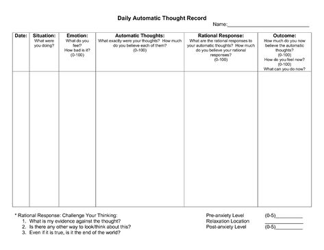 Psychology Prompts, Studying Habits, Thought Record, Automatic Thoughts, Cbt Therapy Worksheets, Therapist Tools, Problem Solving Worksheet, Cbt Worksheets, Cbt Therapy