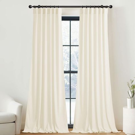 Amazon.com: NICETOWN Ivory White Luxury Velvet Curtains 84 inches, Sound Reducing Heavy Matt Back Tab Room Darkening Drapes for Living Room, Light Dimming Kids Thermal Insulated Home Decor(2 Panels, 52" W) : Home & Kitchen White Velvet Curtains, Drapes For Living Room, Living Room Light, Set Cover, Velvet Curtains, White Curtains, White Velvet, Room Darkening, Sheer Curtains