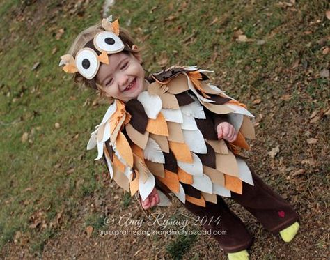 No Sew Owl Halloween Costume by Amy Rysavy. My favorite craft blogger :-) Toddler Owl Costume, Owl Costume Kids, Owl Costume Diy, No Sew Baby, Diy Halloween Costumes For Girls, Owl Halloween Costumes, Owl Halloween, Owl Costume, Owl Kids