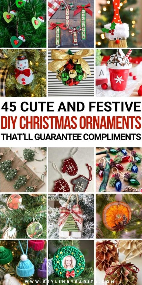 Easy Christmas Tree Ornaments To Make, Dt Christmas Ornaments, Making Your Own Christmas Ornaments, Craft Ornament Ideas, Christmas Ornaments To Make Great Gifts, Easy Holiday Ornaments, Diy Name Christmas Ornaments, Diy Ornament Exchange Ideas, Simple Ornaments To Make