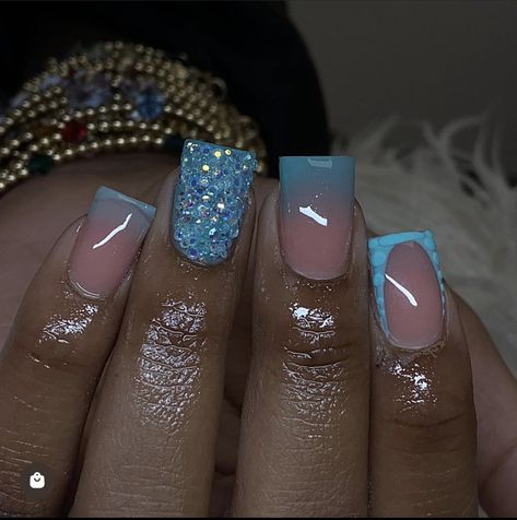 Turquoise Nails Short, Turquoise Nail Ideas, Turquoise Acrylic Nails, Drippy Nails, Blue Gel Nails, Turquoise Nails, Hard Nails, Short Square Acrylic Nails, Really Cute Nails