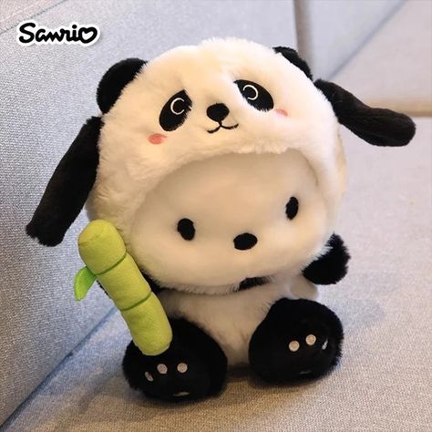 Cute Plush Toys, Sanrio Pochacco, Kawaii Plushies, Baby Christmas Gifts, Baby Christmas, Child Doll, Stuffed Toys, Cute Panda, Cute Plush