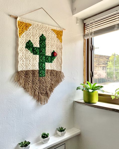 Saguaro Wall Swag — hustleandhook Macrame Tree Of Life, Tree Of Life Macrame, Macrame Tree, Boho Macrame Wall Hanging, Macrame Tapestry, Macrame Wall Decor, Bohemian Wall Decor, Boho Living Room Decor, Wall Decor For Bedroom