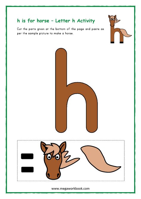 H Phonics Activities, Letter H Crafts For Preschoolers Horse, H For Horse Craft, Letter H Horse Craft, Lowercase H Craft, Letter H Crafts For Preschoolers Ideas, Letter H Activities For Preschool Crafts, H Worksheets For Preschoolers, Letter H Crafts For Preschoolers Free Printable