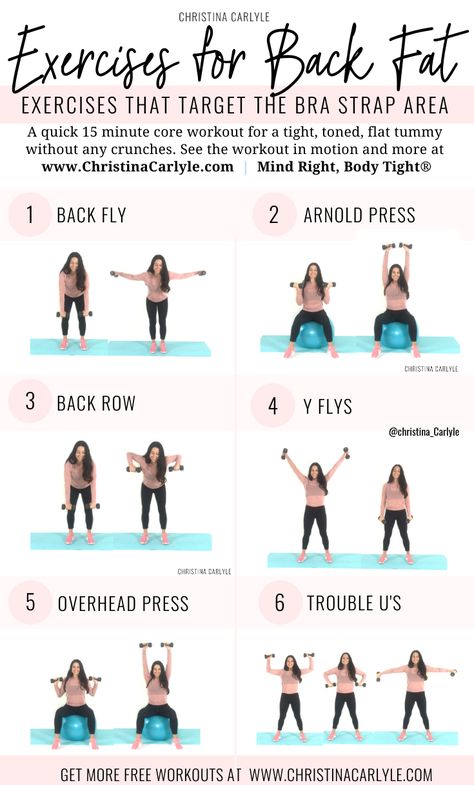 Quick and Easy Upper Body Workout - Home Workout for Women that want tight toned arms, shoulders, and upper/mid back workout. https://christinacarlyle.com/upper-body-workout/ #fitness #workout Flat Tummy, Upper Body Workout For Women, Back Fat Workout, Treadmill Workout, Overhead Press, Back Fat, Toning Workouts, Free Workouts, Dumbbell Workout