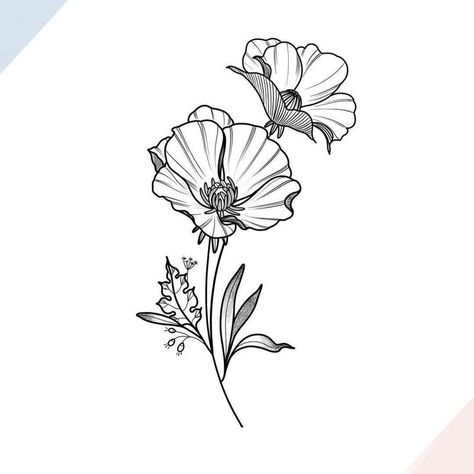 Flower Poppy Flower Tattoo, Symbols Tattoo, Flower Tattoo Drawings, Poppies Tattoo, Friendship Symbols, Flower Sketches, Floral Drawing, Desenho Tattoo, Tattoo Outline