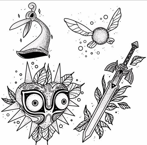 Zelda Flash Sheet, Tattoo Ideas Gamer, Zelda Rupees Tattoo, Legend Of Zelda Navi Tattoo, Legend Of Zelda Matching Tattoo, Ocarina Of Time Tattoo Ideas, Legend Of Zelda Drawings Easy, Legend Of Zelda Tattoo Design, Link And Zelda Tattoo