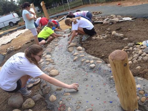 Building a Mini Playscape "River" - Rusty Keeler Kindergarten Yard, Outdoor Playscapes, Outdoor Play Space, Play Area Backyard, Backyard Kids Play Area, Play Garden, Playground Ideas, Outdoor Play Areas, Play Ground