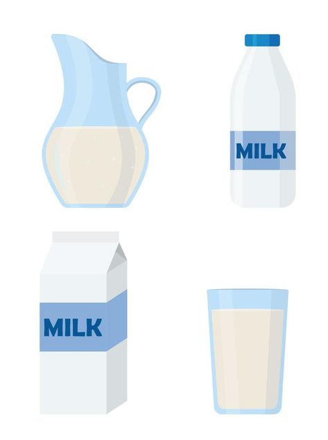 set of milk glass, box, jug, bottle flat style Glass Milk Bottles, Glass Box, Milk Bottle, Flat Style, Psd Files, Fashion Flats, Milk Glass, Free Download, Milk