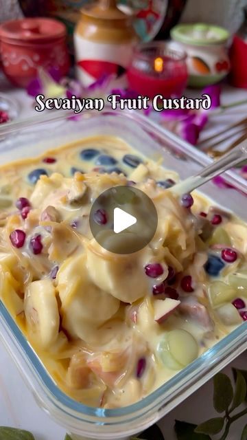 Vermicelli Custard Recipe, Fruits Custard Recipe, Semiya Recipes, Custard Powder Recipes, Fruit Custard Recipe, Creamy Dessert Recipes, Fruit Custard, Ramadan 2024, Kheer Recipe